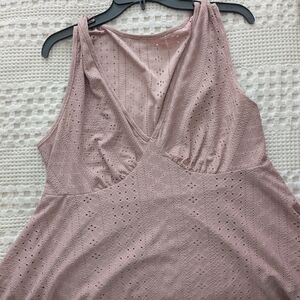 Pink Sleeveless Eyelet Tank
